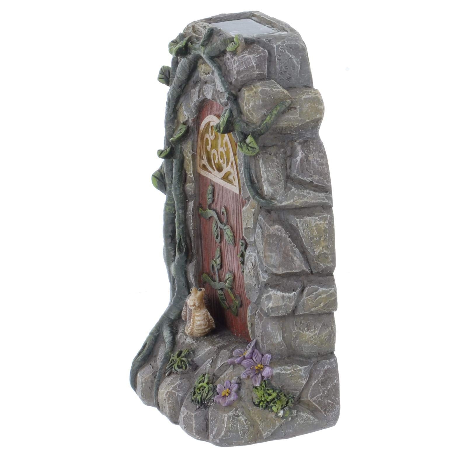 Azuma Fairy Door Solar Powered Garden Ornament Yellow LED Lights Outdoor - Snail