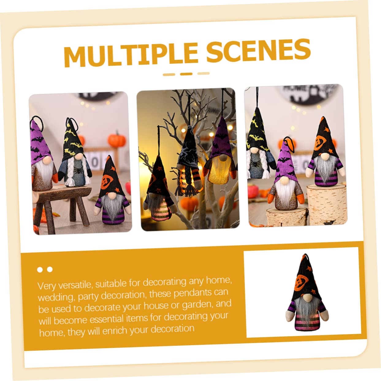 Cabilock 4pcs Halloween Gnome Ornaments Lighting Gnome Pendants Hanging Gnome Dolls Mushroom Solar Lights Elegant Home Decor