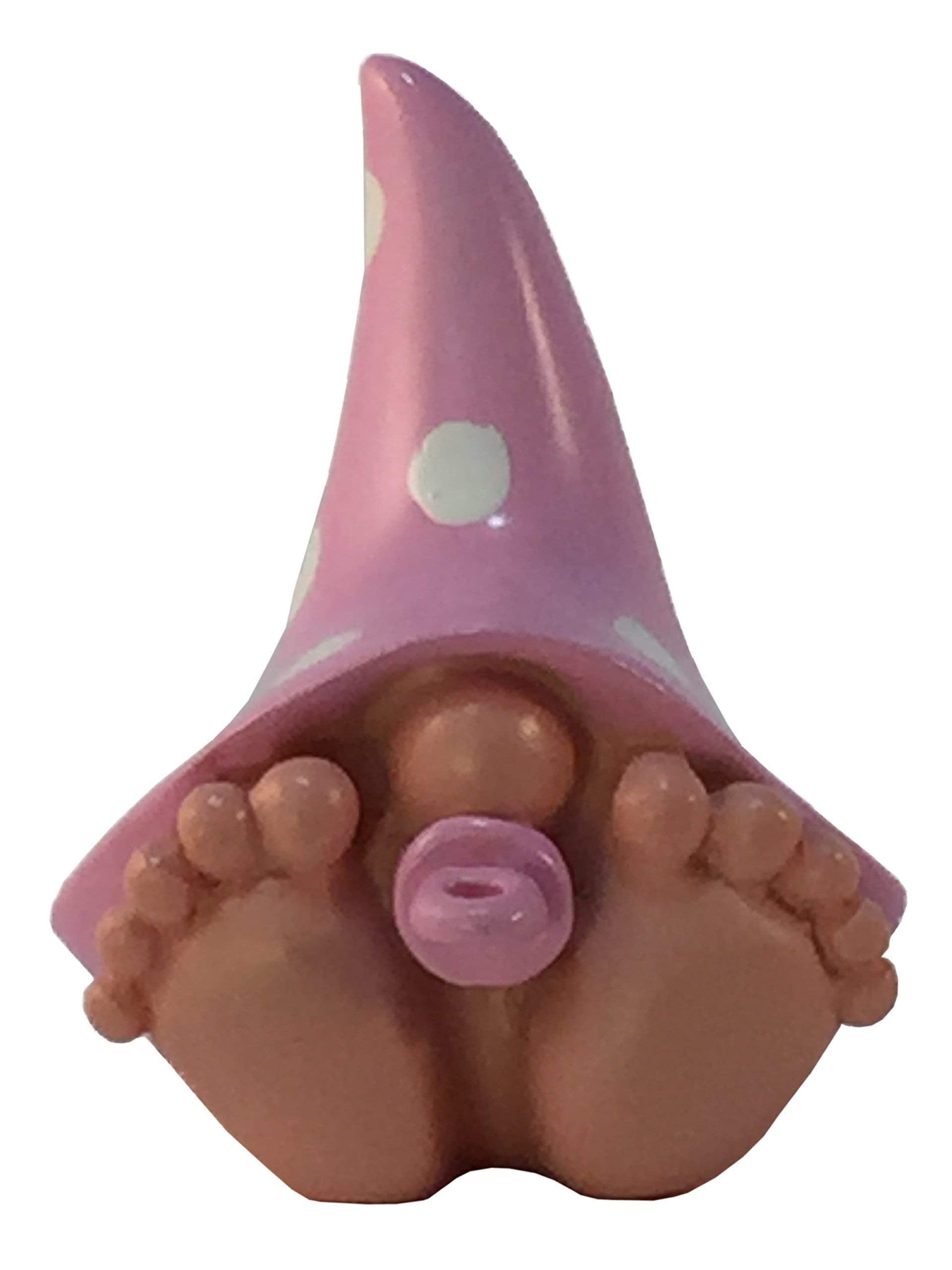GlitZGlam Miniature Baby Girl Gnome “Chloe” – the Baby Gnome with the Pink Polka Dot Hat for the Fairy Garden