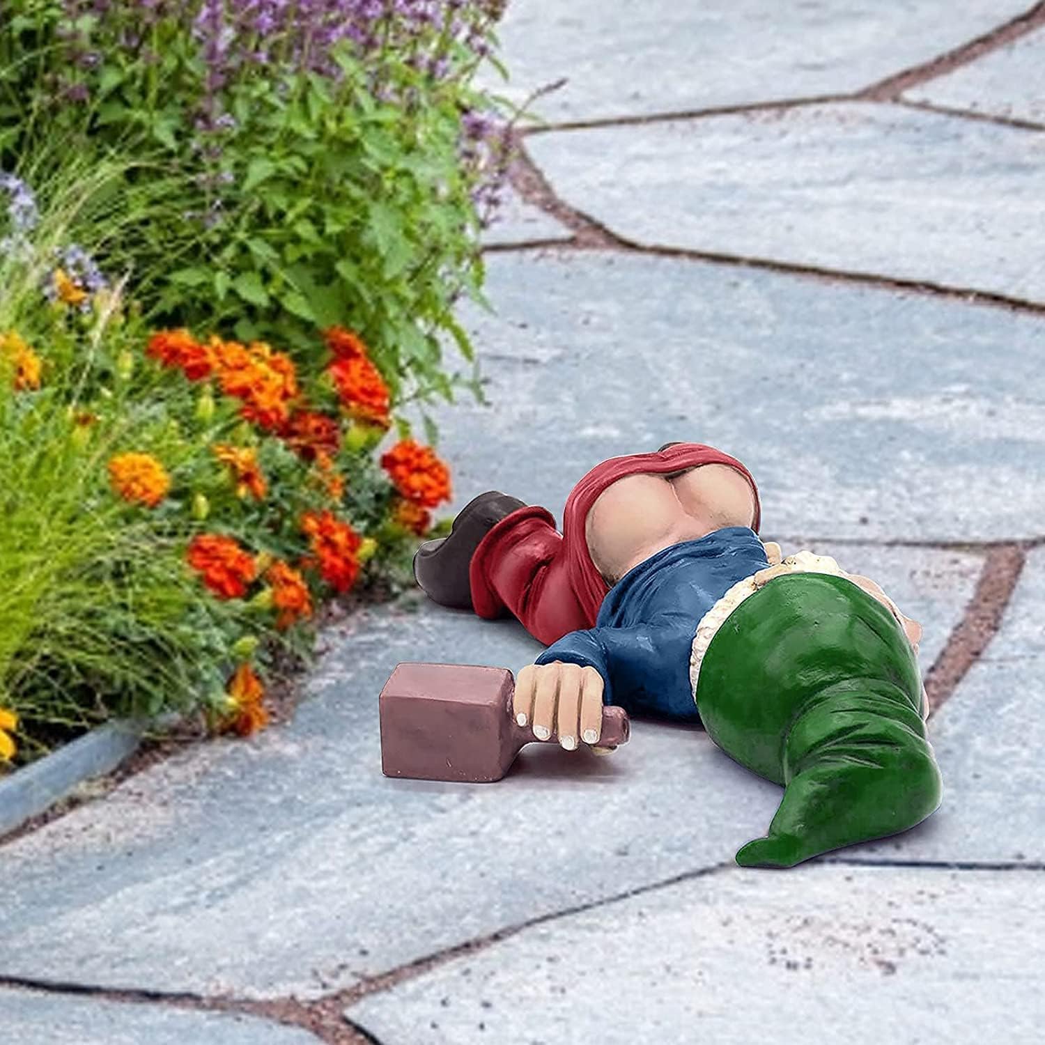 brableewear Funny Drunk Garden Gnome Creative Drunken Dwarf Statue Decoration Naughty Garden Gnome Sculpture Figurines for Outdoor Indoor