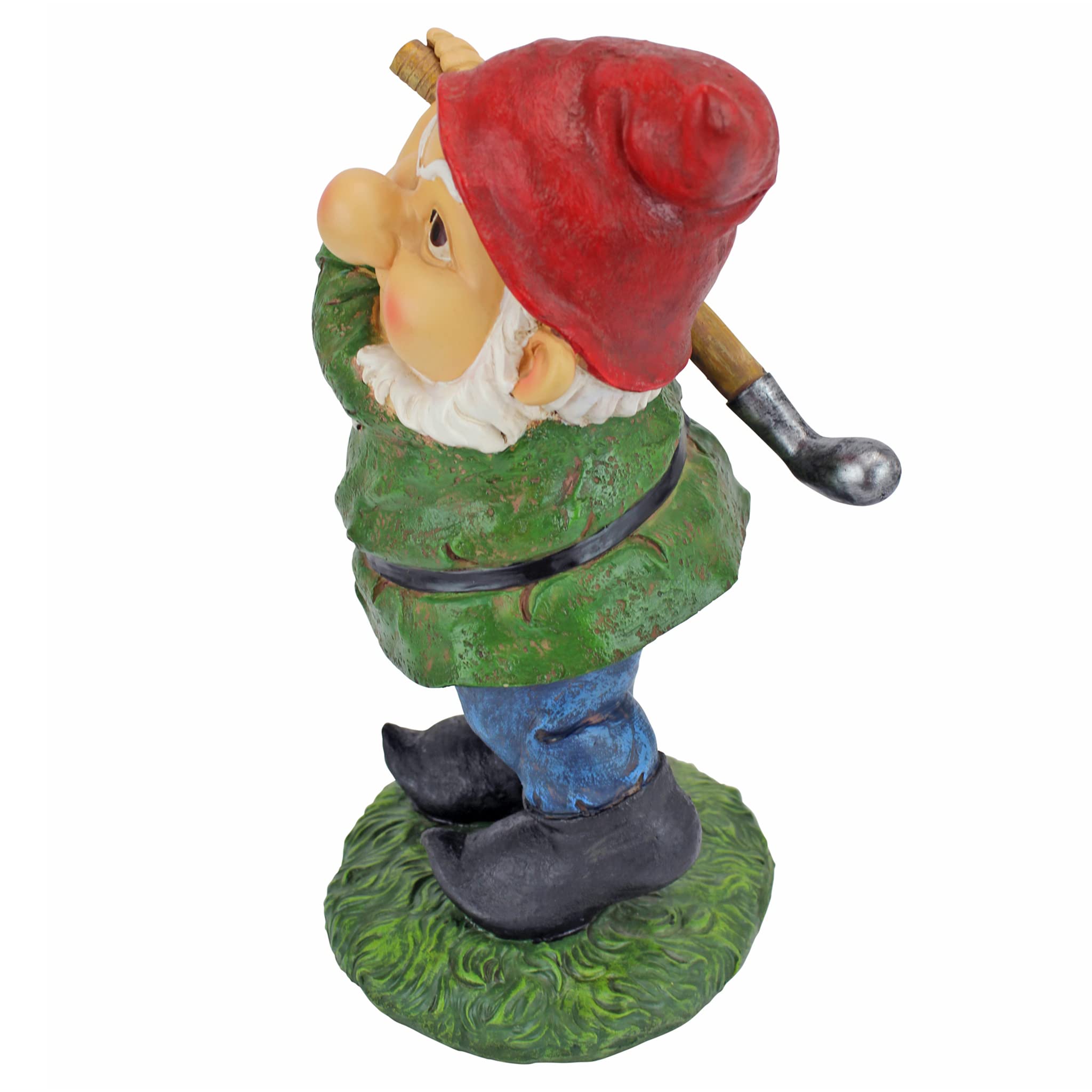 Design Toscano QM2458200 Bigey Burt Funny Golfing Garden Gnome Statue, 30 cm, Polyresin, Full Color