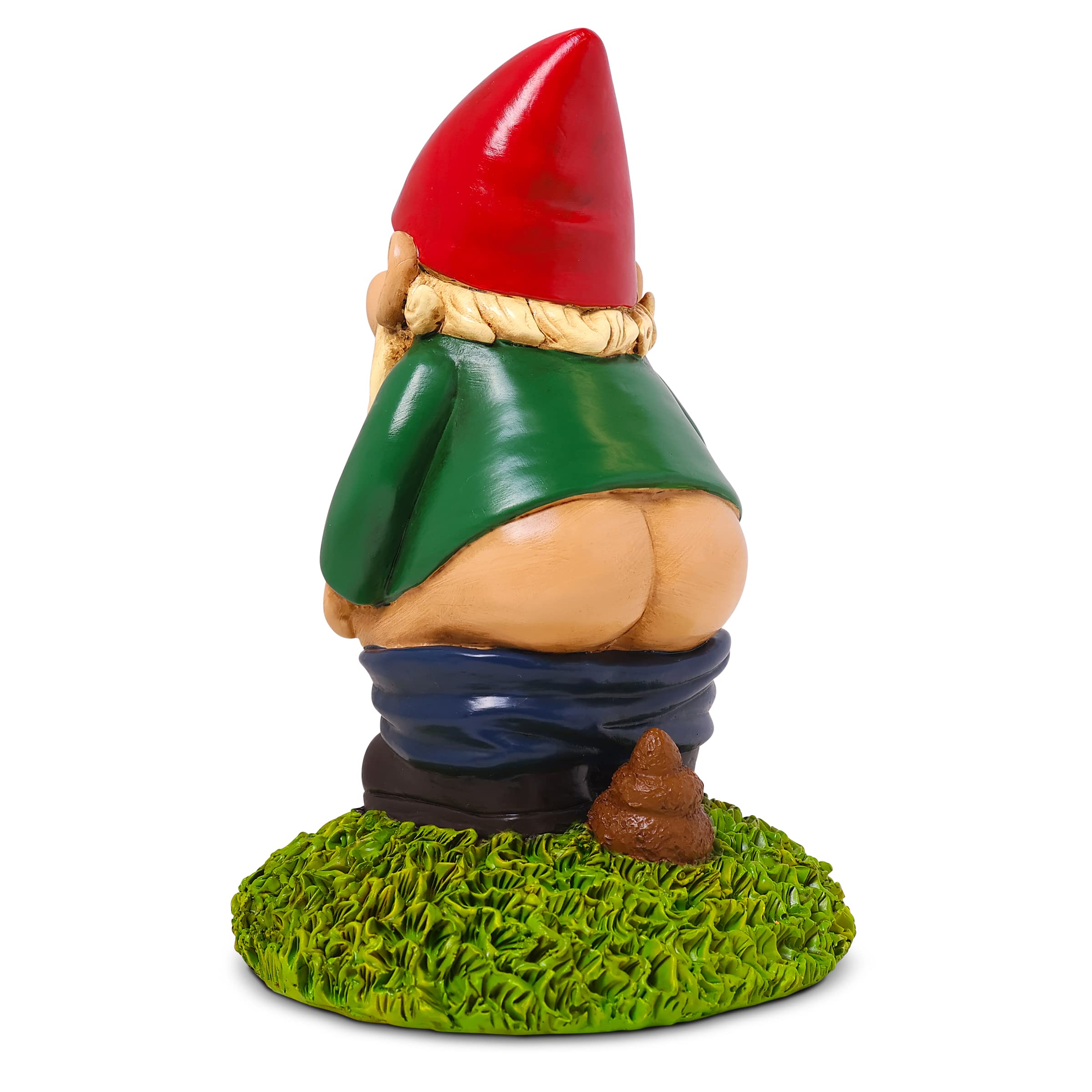 Kwirkworks 9” Pooping Garden Gnome Statue – Hilarious Lawn Decoration for Outdoor Spaces – Durable All-Weather Resin Yard Ornament – Unique Gag Gift & Funny Garden Decor