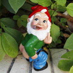 Funny Garden Gnome Statue Outdoor Decor, Middle Finger Figurine Decorations, Naughty Smoking Wizard Gnome Statue, Funny Gnome Figurine for Lawn Yard Balcony Porch Patio Home Ornaments Garden Gifts
