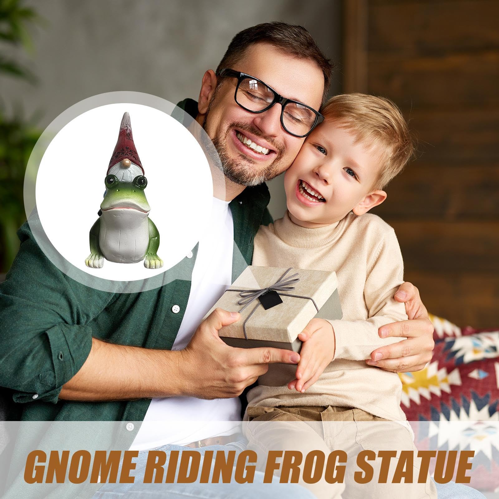Garden Gnome Decor, Gnome Riding Frog Resin Sculpture, Miniature Faceless Ornament, Compact Whimsical Decoration, Ideal for Yard, Living Room, Backyard, Lawn, Bedroom and Desk