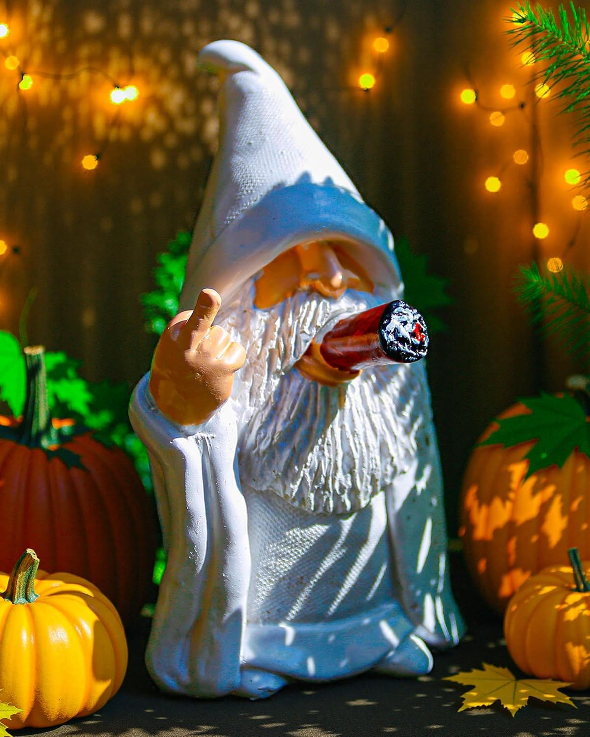YUSWBCO Middle Finger Gnomes, Garden Gnomes Outdoor, Funny Garden Gnomes, White