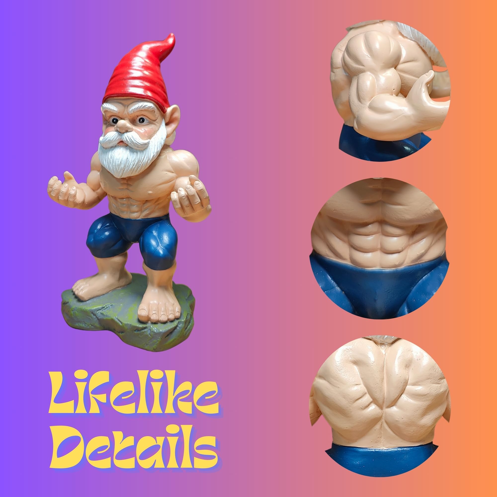 GIOMLE Bodybuilder Garden Gnome - Muscle Gnomes Statue, Funny Outdoor Decor for Home, Patio & Gym, Weatherproof Lawn Decoration, Unique Gifts for Men/Women & Fitness Enthusiasts