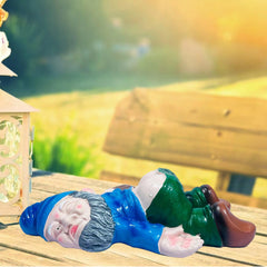 Wetufin - 9.5 * 6.0 inch Drunk Gnome Garden Drunk Gnomes inch Funny Drunk Statues Creative Dwarf Decor Resin Sculpture Decorations Novelty Gift for Desk Indoor Outdoor Yard Patio Lawn