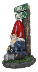 Ebros Gift Whimsical Carefree Gypsy Life Mr Gnome Dwarf Stoner Smoking Rolled Stash Sitting by Crossroads Stoner Ave and Baked St Figurine Fantasy Gnomes Fairy Garden Home Decor