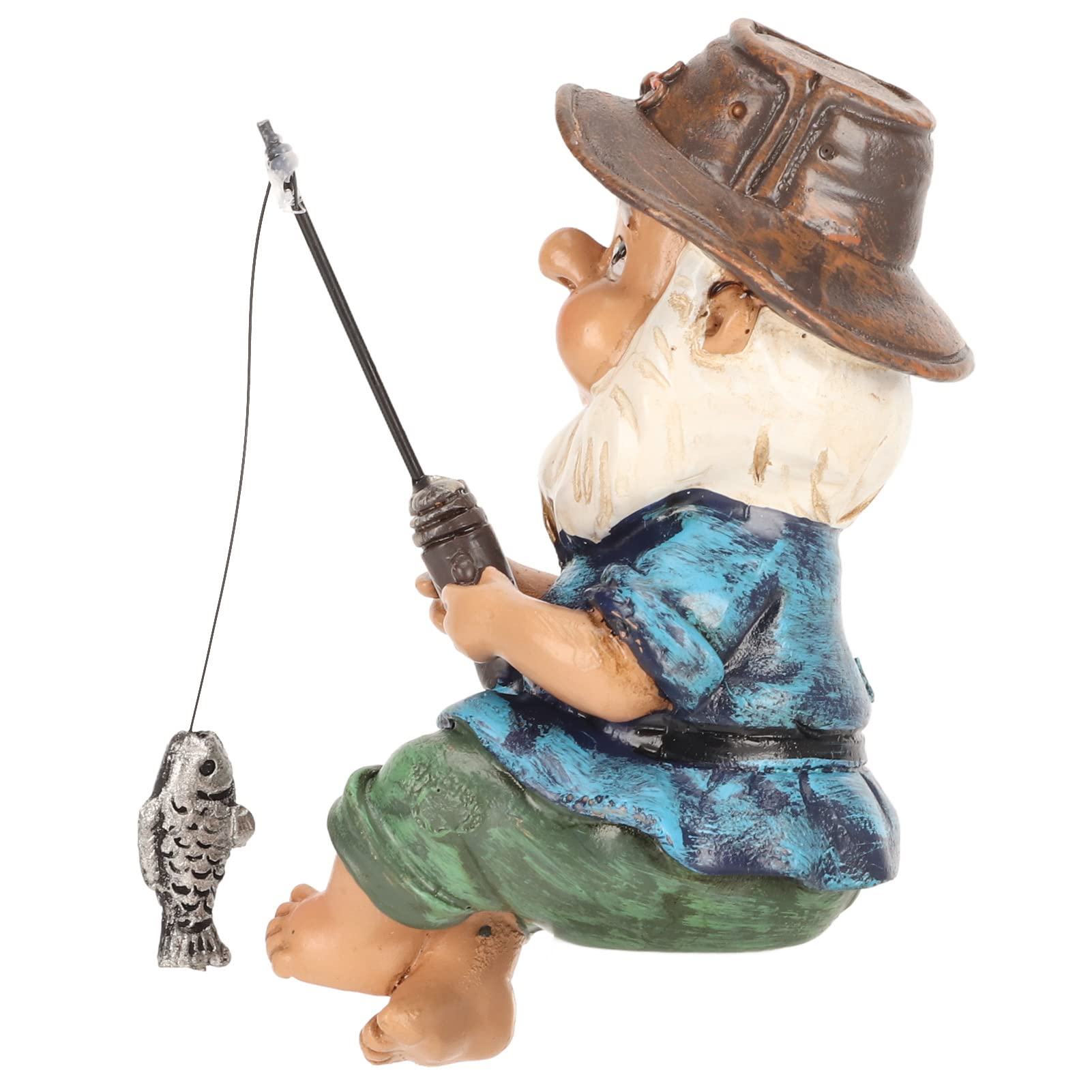 Atyhao Fishing Gnome Garden Statue, Resin Gnome Dwarf Figurine Ornament for Lawn Yard Balcony Porch Patio Flowerpot Decoration