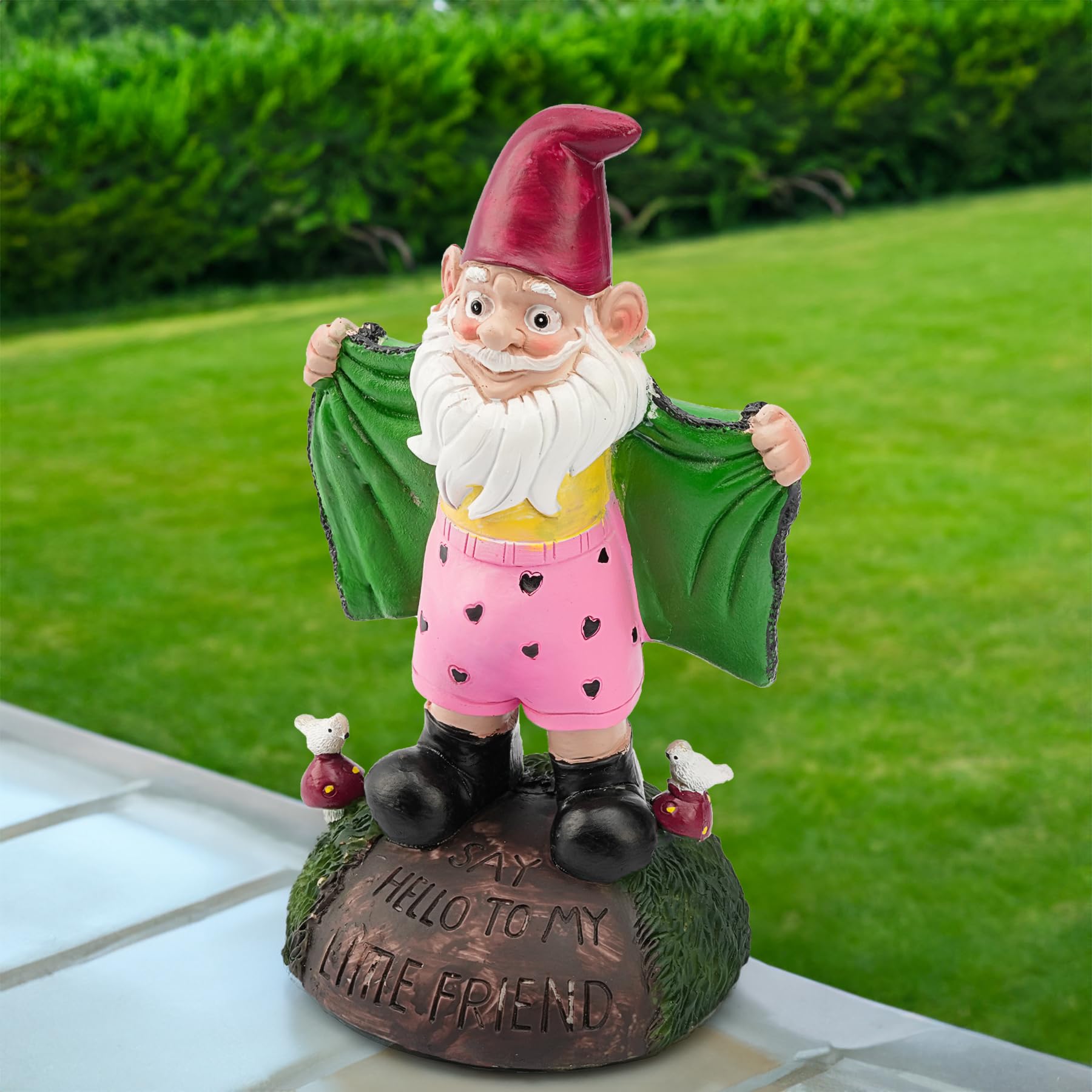 Euiroet 9.6" Funny Gnome Statue,Outdoor Landscape Accent,Large Garden Sculptures & Statue,Whimsical Gnome Patio Figurine for Lawn Ornament,Backyard Decor