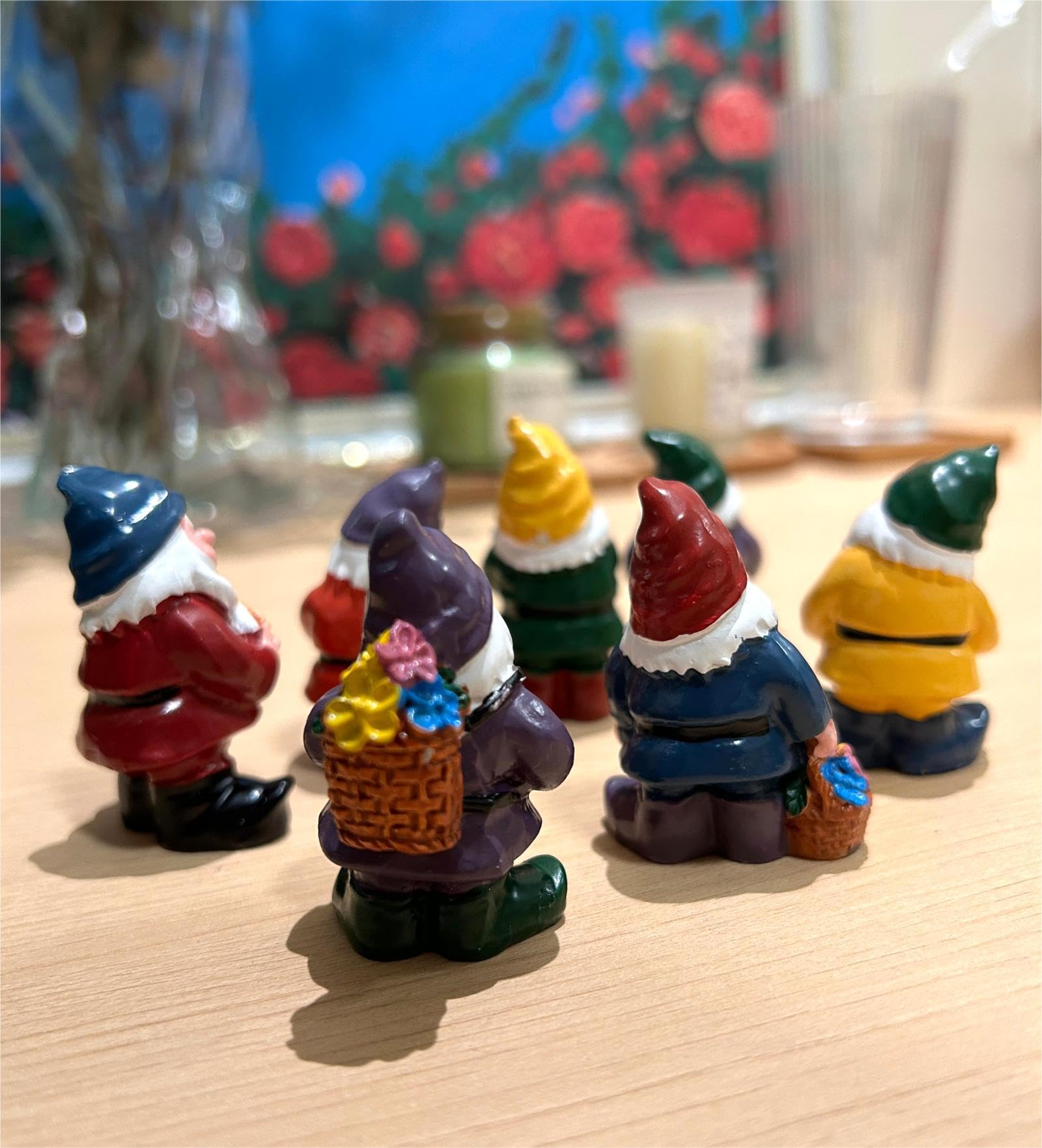 Mini Gnomes Set of 7 - Fairy Garden Accessories, Tiny Gnome Figurines for Miniature Fairy Garden Decor, Plant Pot Decorations