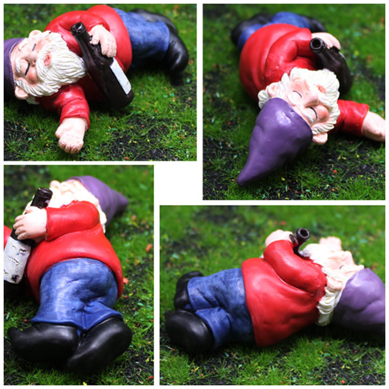 Drunk Gnomes for Garden, 3PCS Mini Gnomes with 1PC Fire, Resin Fairy Garden Gnomes, Funny Naughty Gnomes for Outdoor Indoor Patio Yard Lawn Porch 1