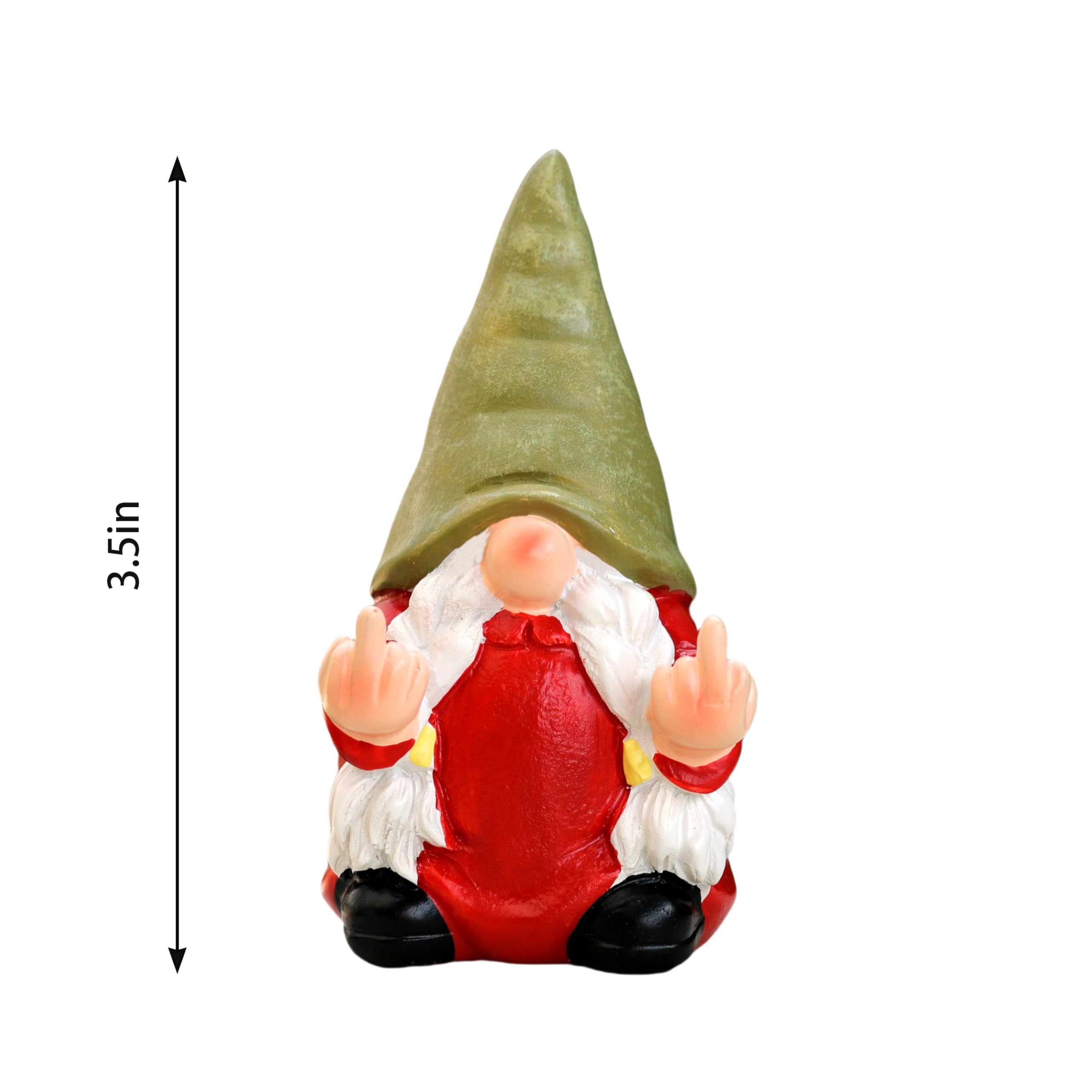 Middle Finger Female Gnome Mini 3.5in,Double Bird Gnome - Naughty Funny Outdoor Decoration for Yard Patio Lawn Ornament and Home Decor,Fairy Garden