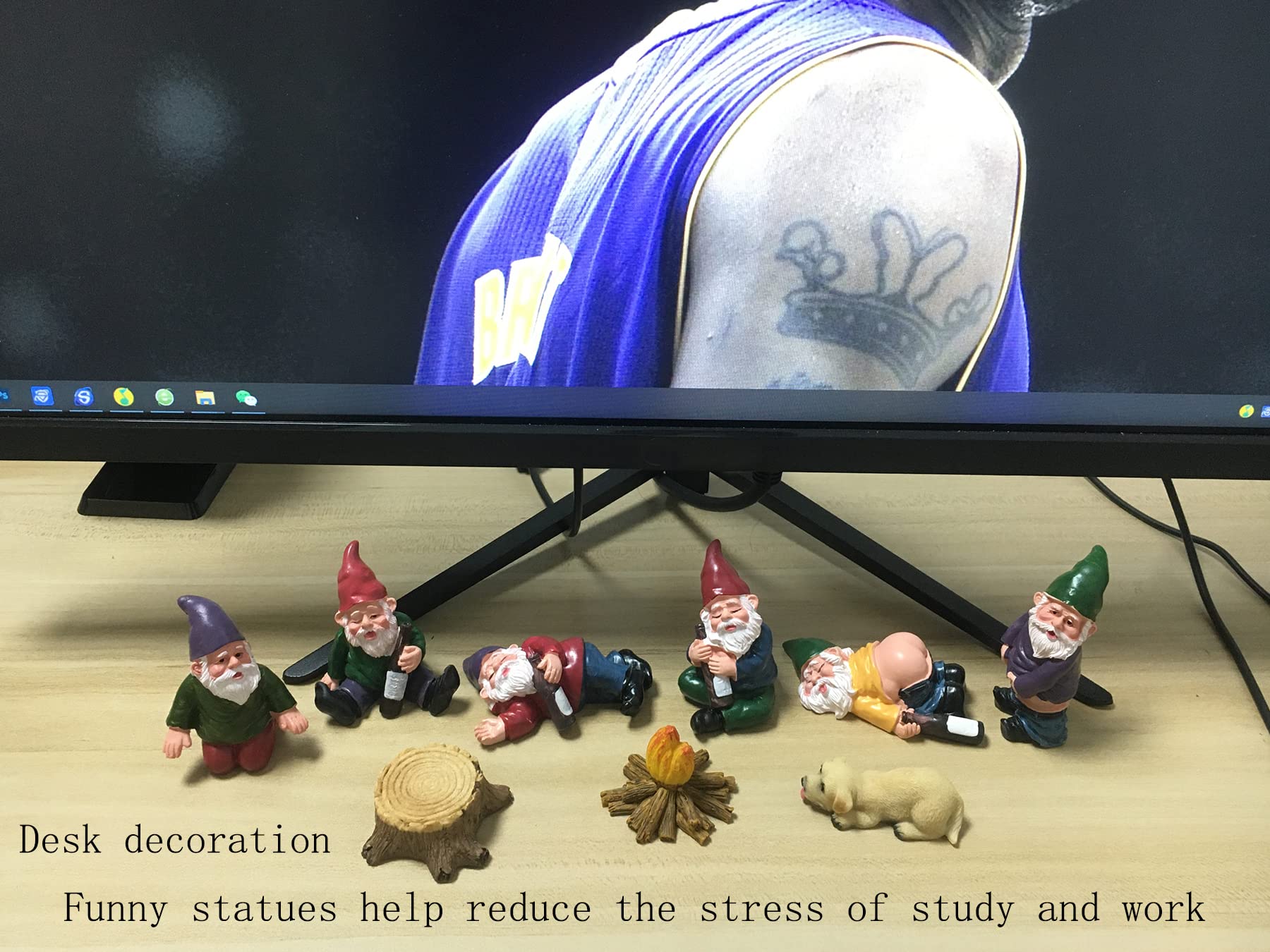 Wetufin 9pcs Drunk Gnomes Miniature Garden Gnomes Mini Funny Gnome Statues Resin Gnome Fairy Gnomes Garden Decorations Miniature Gnomes for Fairy Garden, Christmas Tree, Gift for Kids