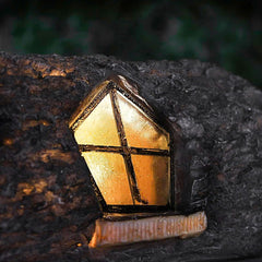 garden mile Solar Powered Light Up Log Fairy House Garden Solar Lighting Indoor Outdoor Ornament Wood Effect Resin Decoration - solar lights outdoor garden