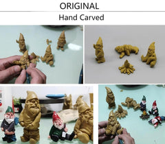 Set of 4 Mini Garden Gnomes with Campfire - 3 Drunk Gnome Figurines and 1 Campfire for Fairy Garden Decor, Plant Pot Decorations, Dashboard Ornaments, and Outdoor Spaces
