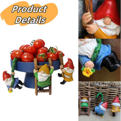 Dingzhidiy 3PCS Cute Climbing Gnome Figurines Flower Pot Hugger, Resin Garden Gnomes Statue, Plant Decorations for Pots, Outdoor Decor Fence Ornaments for Patio Lawn Garden Yard
