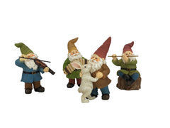 GlitZGlam Happy Gnomes Dancing Celebration! - 4- Piece Musical Garden Gnome Set for the Miniature Fairy Garden