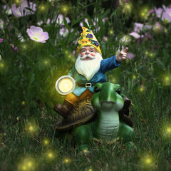 NITOWOLF Garden Gnomes Outdoor with Solar LED Light, Outdoor Decor, Yard Art Decorations for Garden Patio Lawn, Gifts for Women, Gnome and Turtle