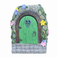 Jauhmui Fairy Garden Door - Glow in the Dark Miniature Tree Trunk, Retro & Mystical Elf Door, Solar Lights Statues, Garden Trees Decoration