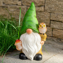 WONDHOME Garden Gnome Sculptures Statues Resin Decor Owl Mushroom Solar LED Lights Lantern Female Outdoor Gnomes Garden Figurines for Patio Yard Lawn House Farmhouse Decorations Gifts,Owl …
