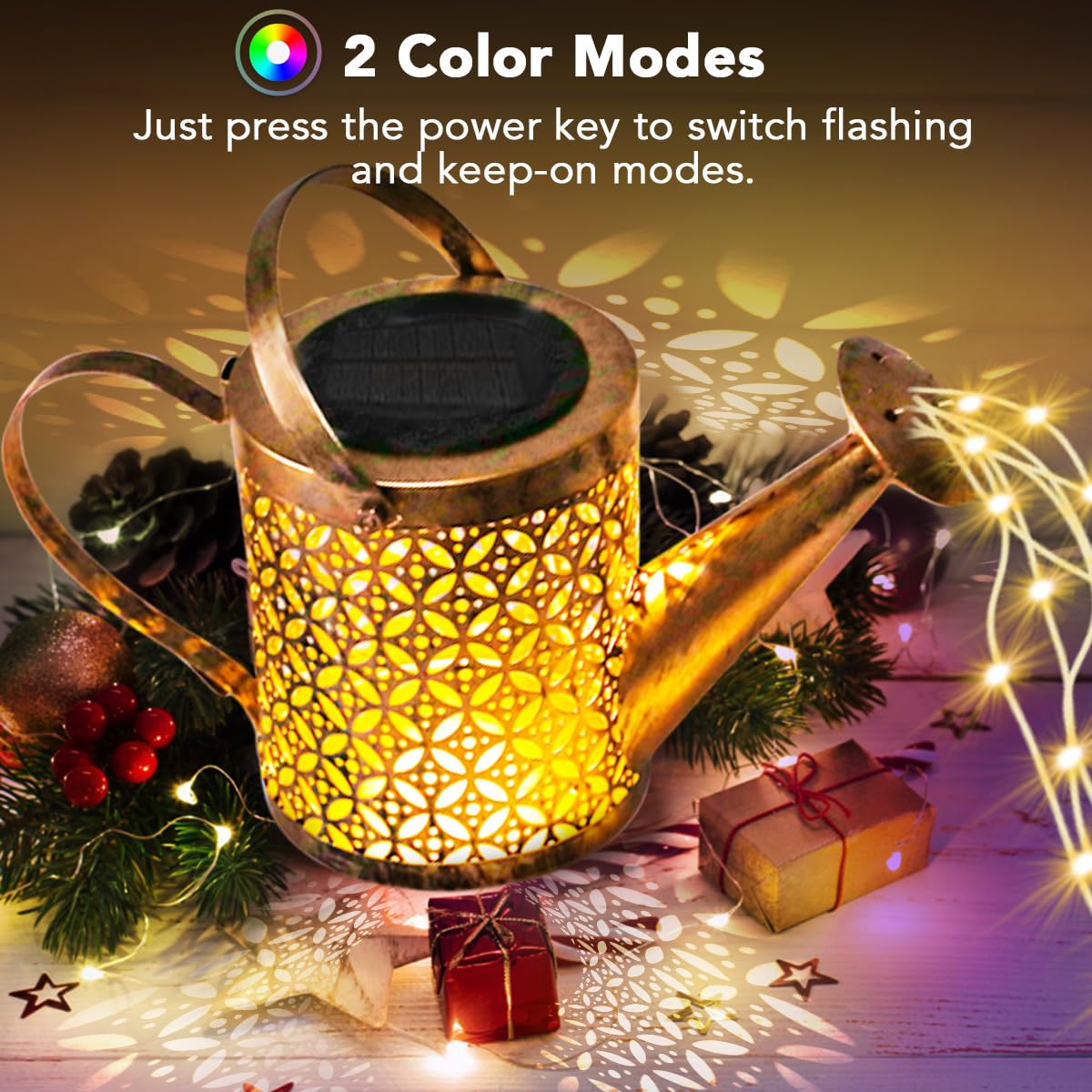 GLOBAL GOLDEN Solar Watering Can Light, LED Solar String Lights Waterproof Dual Mode Water Can Lights for Garden Patio Yard Pathway Lantern Plant Decoration