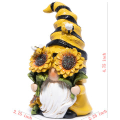 Hodao Spring Bumble Bee Gnome Figurine - Cute Garden Decor with Sunflower Accents, Yellow Bee Statue for Spring Home Table Decor, Unique Gifts for Nature Lovers