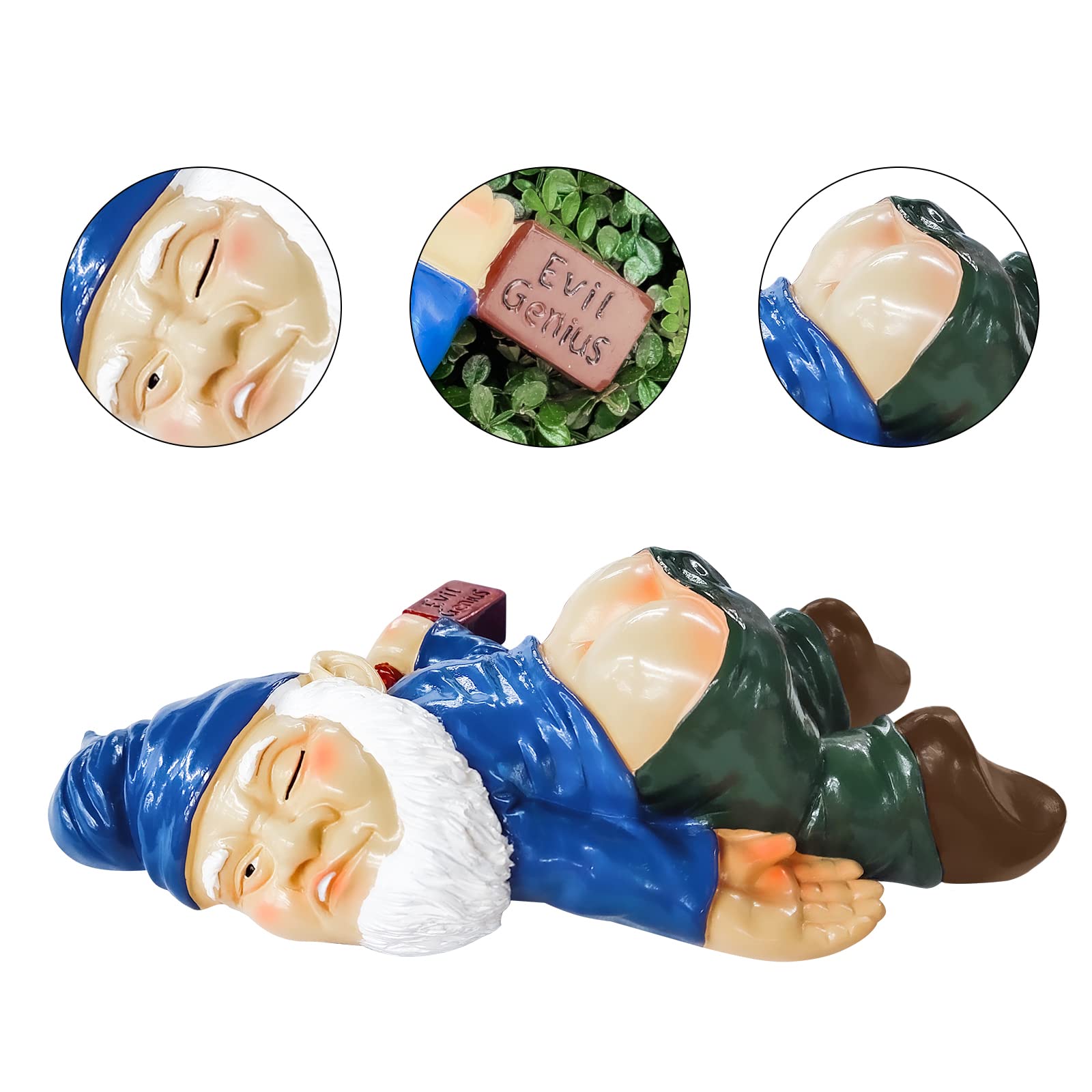 RizzRosa 9.5'' Funny Garden Gnome Outdoor Decor - Large Naughty Gnomes Statues, Resin Gnomes Sculptures for Yard Patio Home Lawn Outside Decorations Ornament Housewarming Gifts, Blue