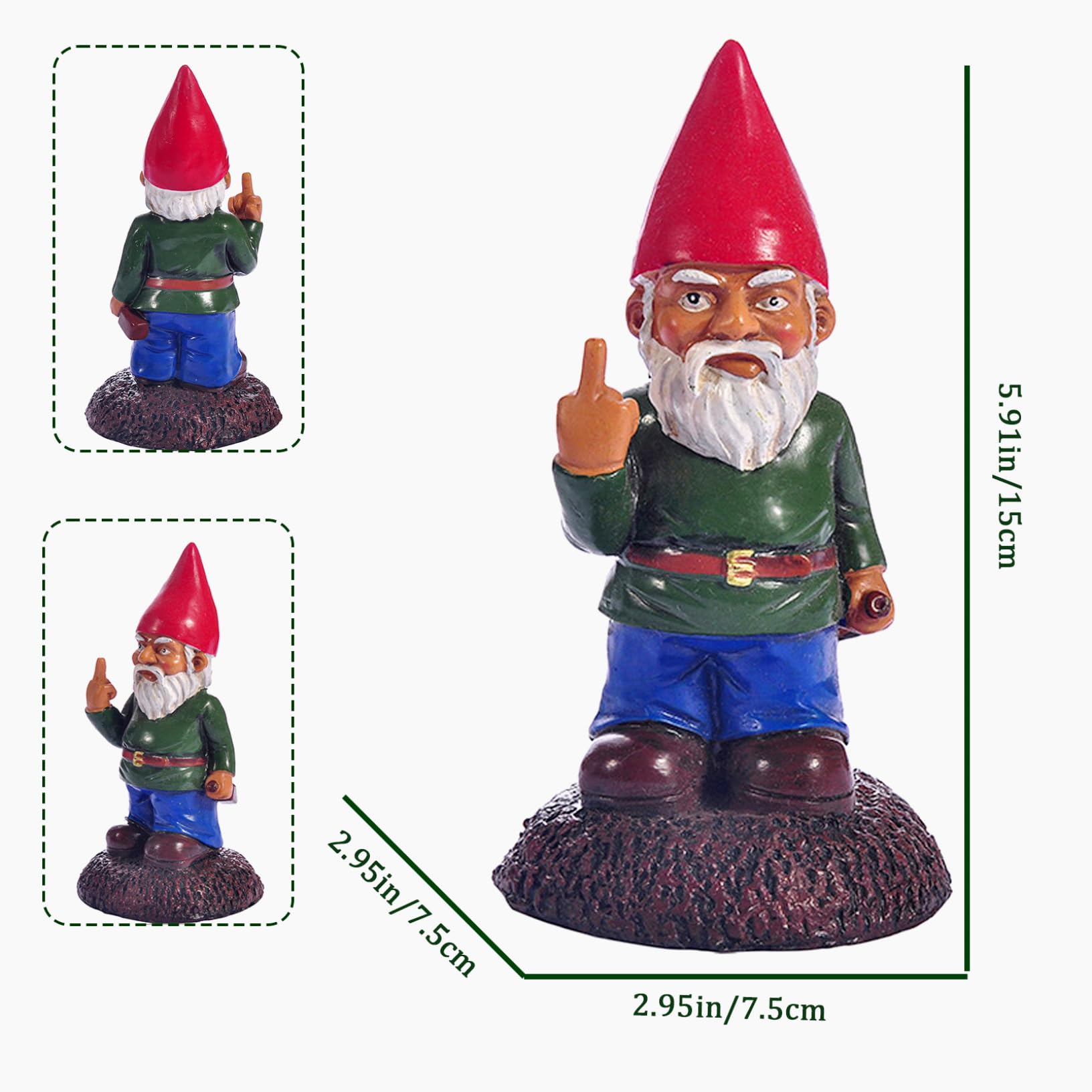 Garden Gnomes Funny Middle Finger Gnomes Garden Ornaments Resin Rude Garden Gnomes Middle Finger Naughty Gnomes for Yard Lawn Garden Decorations