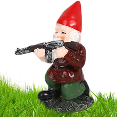 Funny Garden Gnomes 3.9'' Tall Naughty Gnome Garden Gnome with Gun Statue Waterproof Resin Gnomes Decor for Patio, Yard, Lawn Style 2