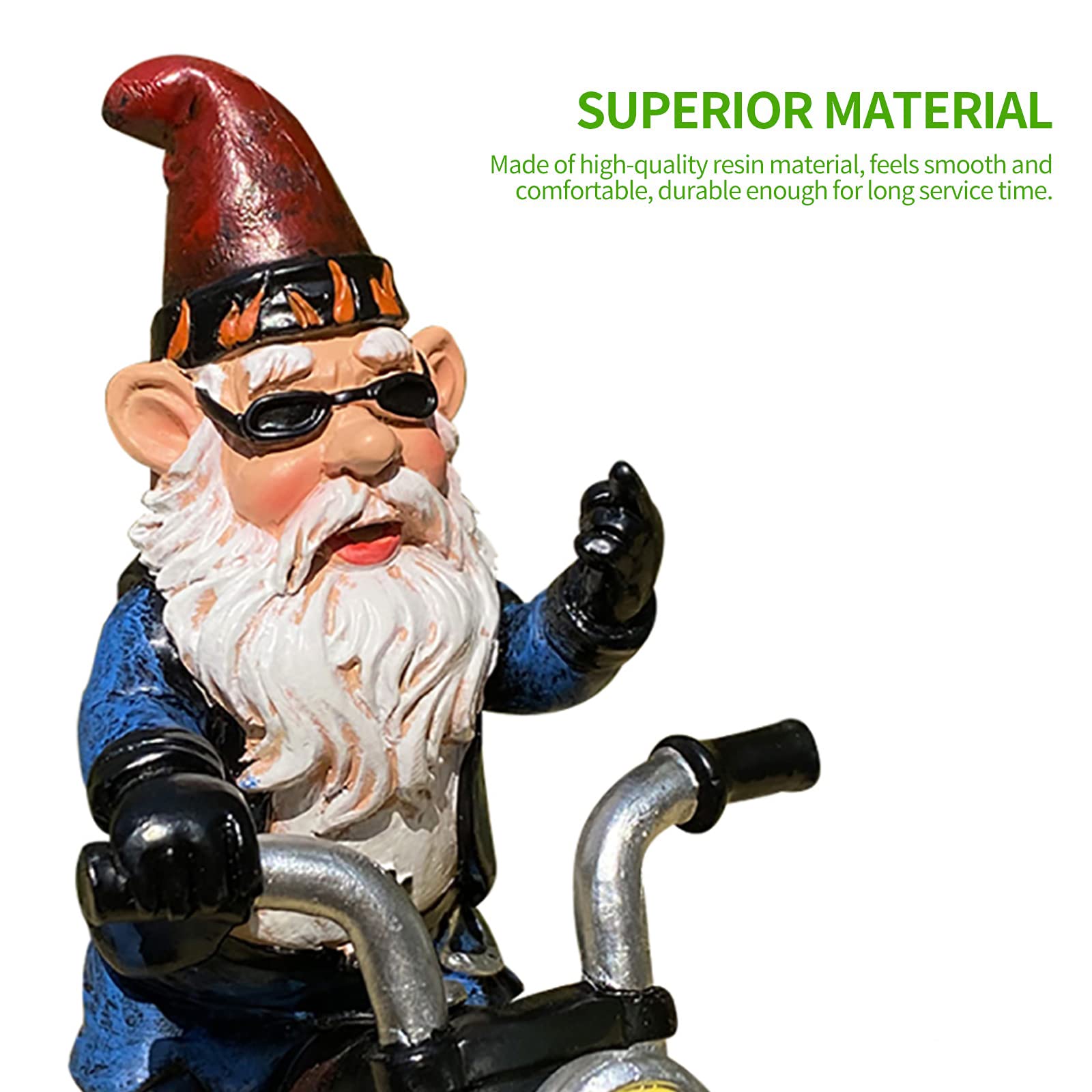 nezababy Garden Gnomes Decorations Funny Riding Motorcycle Naughty Sculpture Statue Outdoor Yard Lawn Decor Resin, Black
