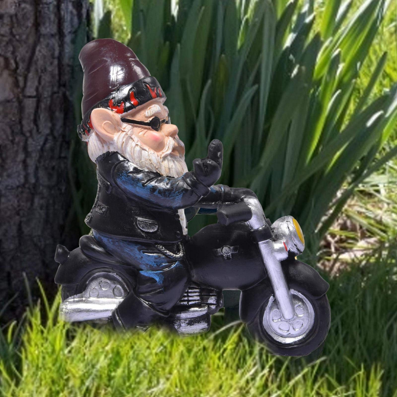 Lievevt Garden Gnome Statue Naughty Gnome Motorcycle Statue Axle Grease The Biker Christmas Decoration Ornaments For Lawn Patio Yard Indoor Outdoor Holiday Home Office