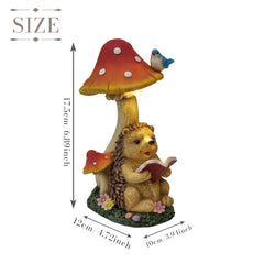 TERESA'S COLLECTIONS Garden Ornaments Outdoor, Lovely Hedgehog and Mushroom with Solar Lights, Waterproof Resin Hedgehog Ornaments, Hedgehogs Gifts, Birthday Gifts for Mum, Indoor Outdoor 17.5CM