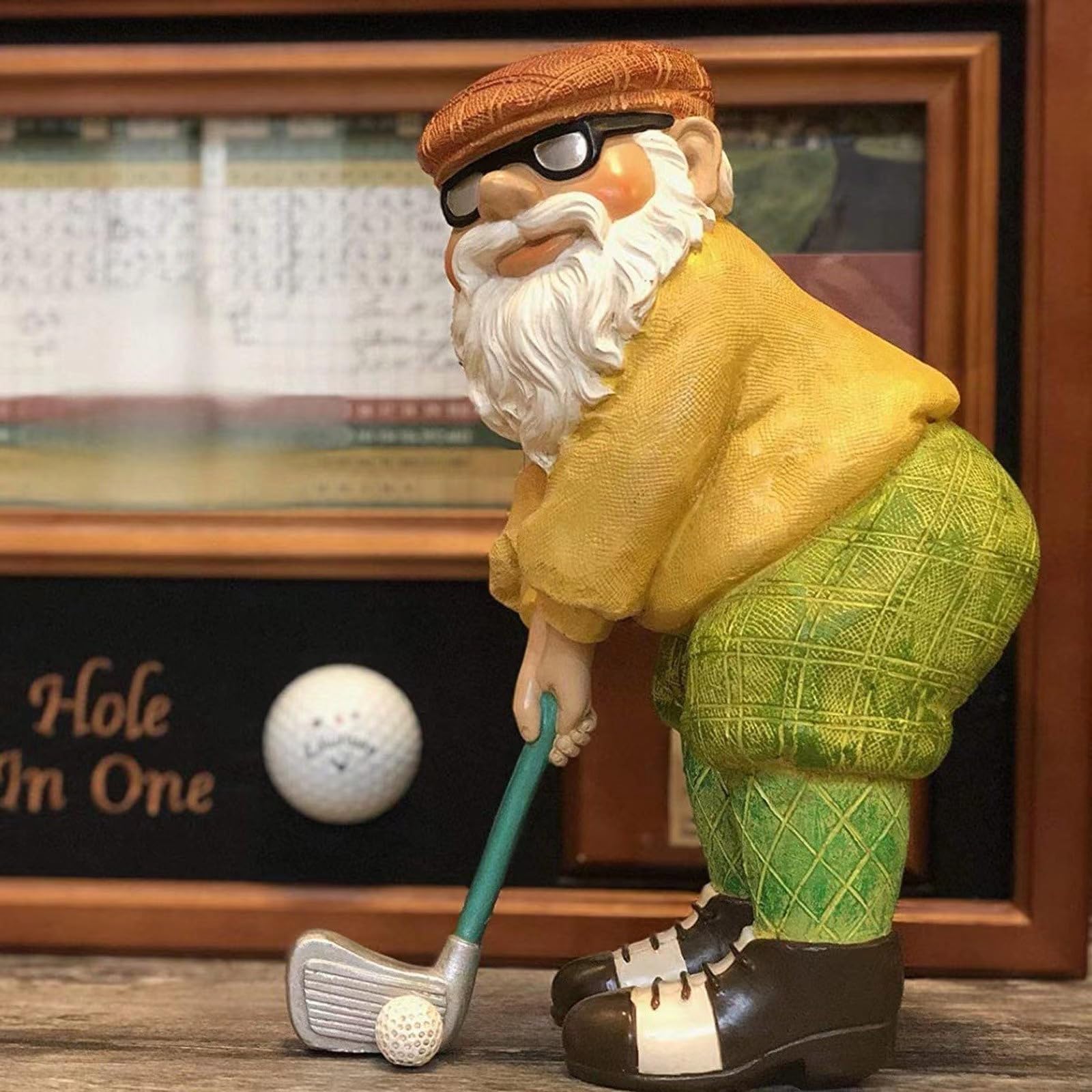 Mcuhm Garden Gnome Ornament - Handmade Resin Golfing Gnome Statue, Lightweight & Weatherproof Outdoor Decor for Garden, Patio, Yard for Gnome Lovers & Handmade Collectors