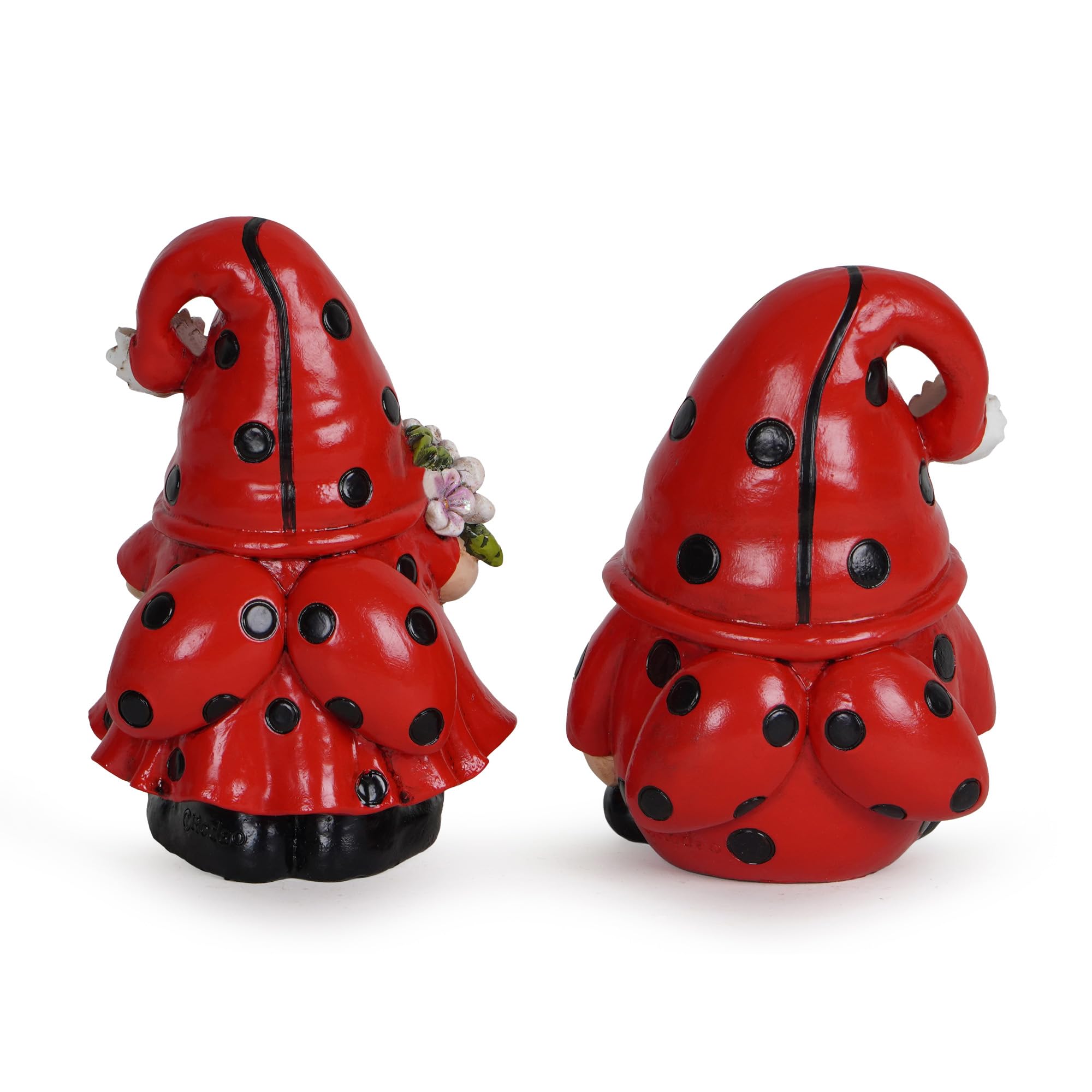 Hodao 2PCS Spring Ladybug Gnome Couple Ornaments Decor Summer Gnomes Figurines for Outdoor Garden Decor Ladybug Birthday Gift for Mom, Grandma, Women
