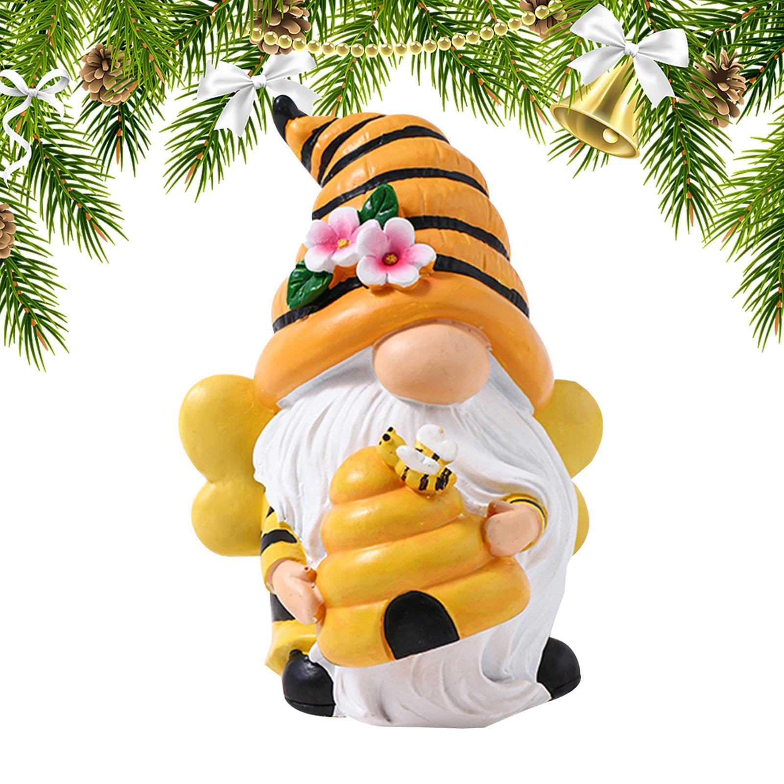 Ungtyb Bee Gnome Statue, Garden Bee Gnome, Resin Gnome Sculpture, Extravagant Bee Gnome Figurine, Perfect for Garden and Patio Decor (1 Piece)