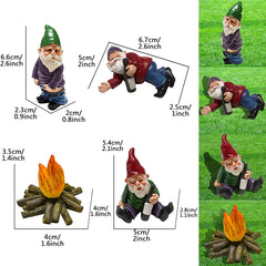 EJWCIG Funny Garden Gnomes Statues Drunk Peeing Naughty Inappropriate Yard Lawn Gnomes Outdoor Decorations Patio Decor (Bonfire)