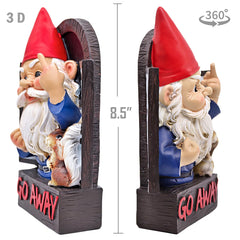 Angry Middle Finger Gnome Garden Statue - Wacky Fantasy Naughty Gnome Figurine Flipping Off Guests - Resin Home Wall Tree Hanging Decor