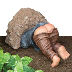 Bits and Pieces - Caught with His Pants Down Garden Statue - Naughty Gnome Yard Art, Funny Elf - Polyresin Statue Measures 13-1/2" High x 5" Wide