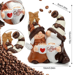 mivceklw Romantic Design Miniature Dwarf Figurines Resin Couple GNOME Statue Sturdy Coffee GNOME Decor Decorative Couple Figurines 10 x 5 x 12 cm for Home, Indoor, Garden, Outdoor, Multicoloured