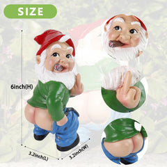 Funny Garden Gnome Statue Outdoor Decor, Middle Finger Figurine Decorations, Naughty Smoking Wizard Gnome Statue, Funny Gnome Figurine for Lawn Yard Balcony Porch Patio Home Ornaments Garden Gifts