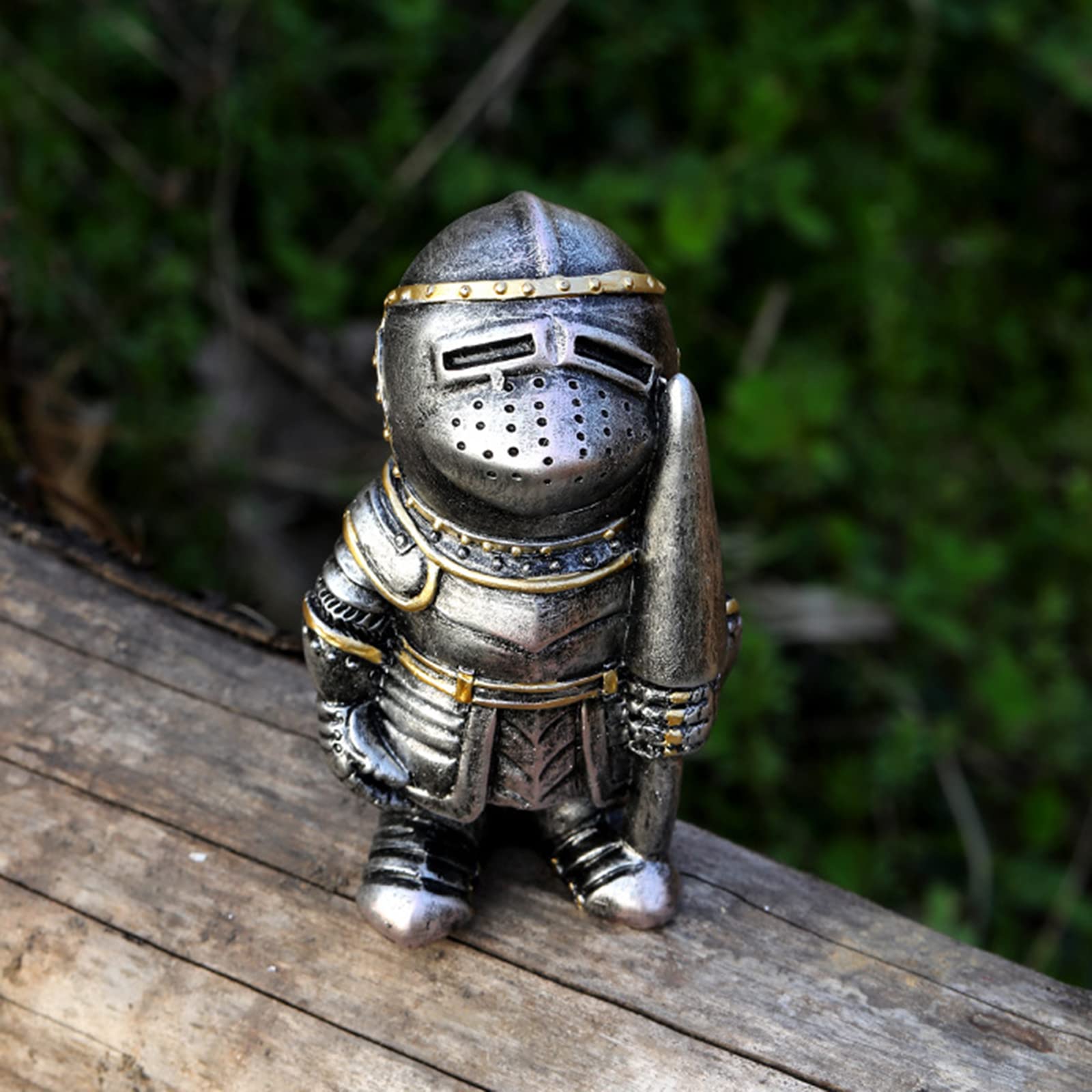 Garden Knight Gnome Statue Ornament-Resin Knight Desktop Ornament, Soldier Miniature Figure Collection Home Decoration,