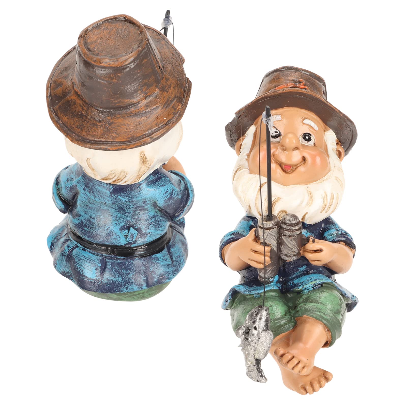 Atyhao Fishing Gnome Garden Statue, Resin Gnome Dwarf Figurine Ornament for Lawn Yard Balcony Porch Patio Flowerpot Decoration