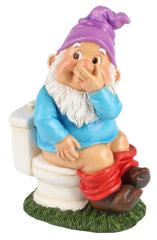Naughty Gnome Garden Ornament Figurine Resin Rude Toilet Large 10"