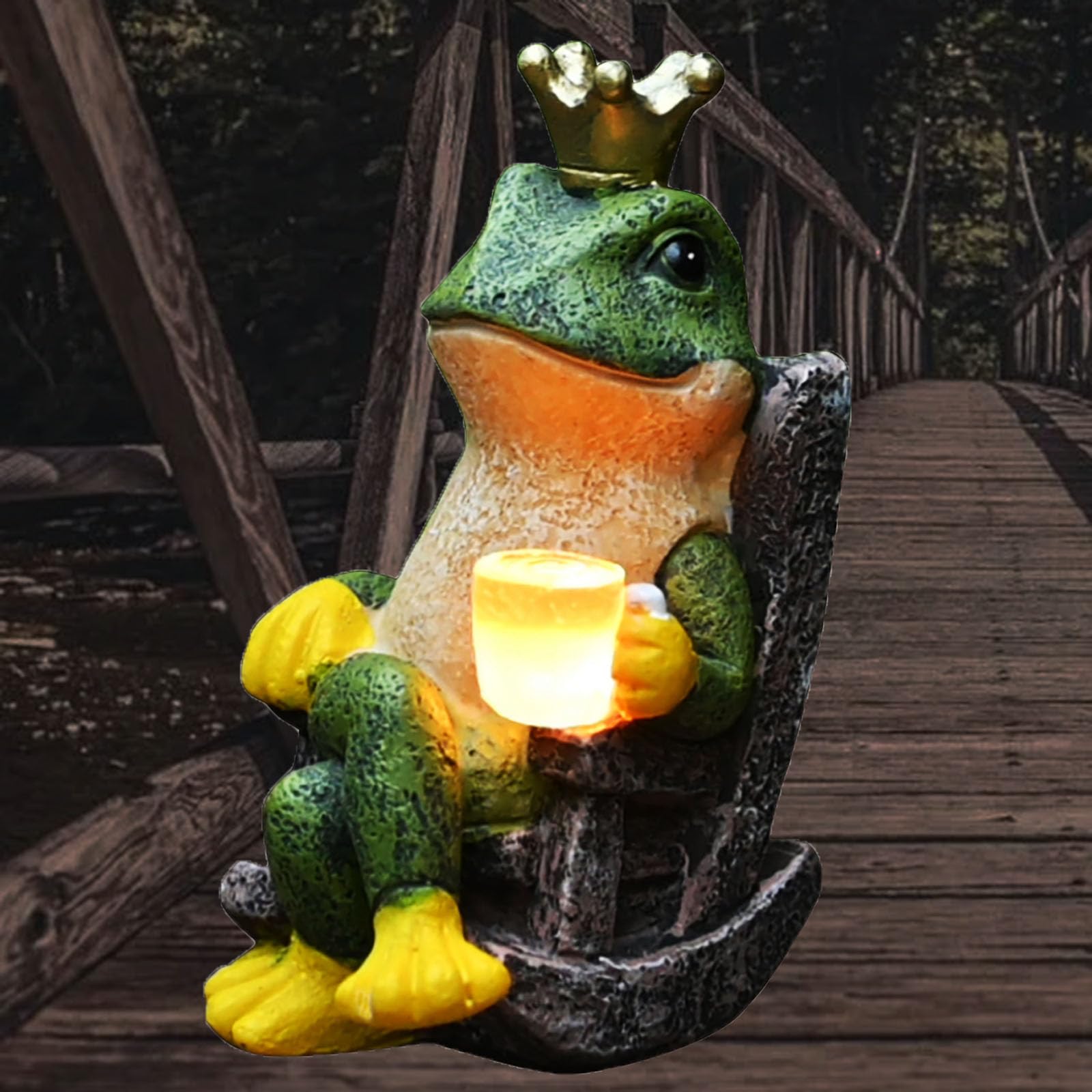 Gardenfans Miniature Frog Garden Statue with Solar Light Home Decor Fairy Garden Accessories Frog Decor for Patio, Balcony, Yard, Lawn Bedroom 2.3"x3.3"x5"