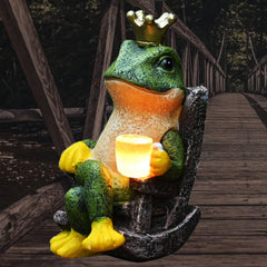 Gardenfans Miniature Frog Garden Statue with Solar Light Home Decor Fairy Garden Accessories Frog Decor for Patio, Balcony, Yard, Lawn Bedroom 2.3"x3.3"x5"