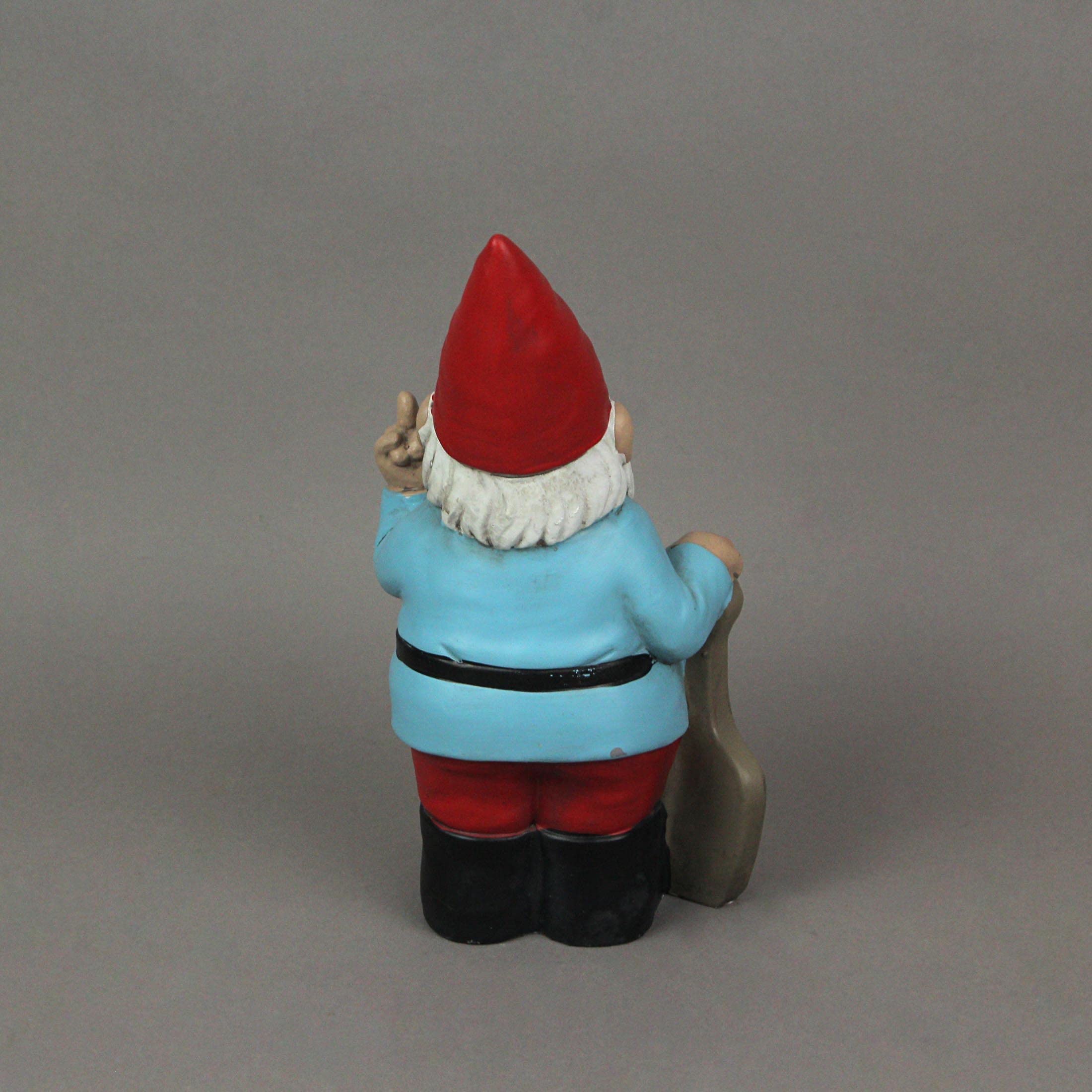 Blue Go Away Giving The Bird Garden Gnome Funny Home Decor Outdoor Statue