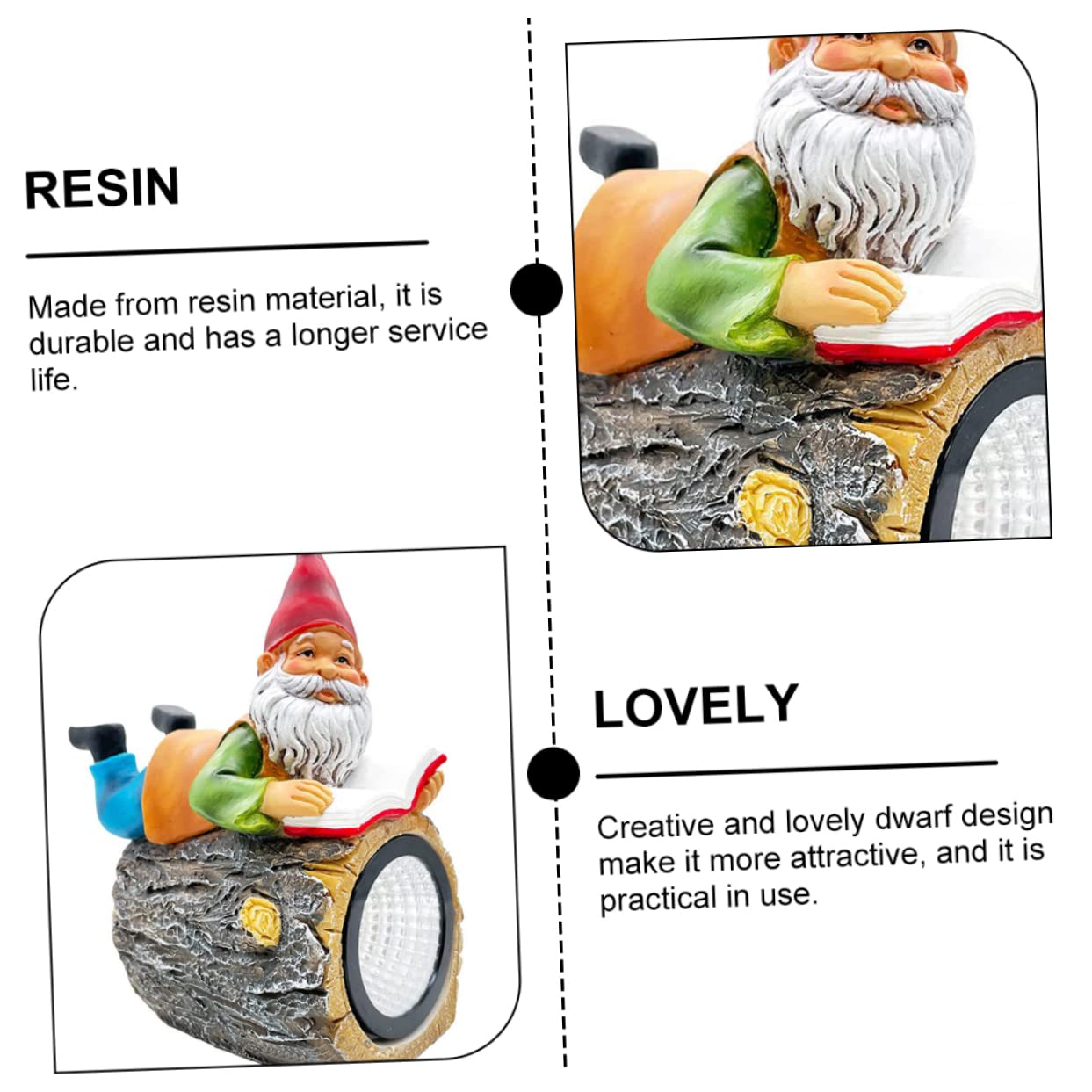 Toyvian Lawn Solar Lamp Garden Dwarf Statue Solar Powered Outdoor Light for Decoration Charming Resin Gnome Sculpture for Garden Courtyard and Patio