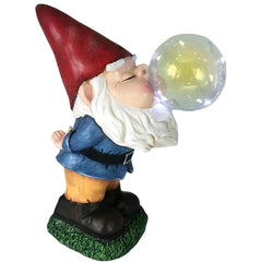 TIN DREAMS FACTORY | Tattletale Gnome with Solar Light – Decorative Garden Resin Figure – Outdoor Gnome with Glowing LED Bubble – Fun Ornament for Garden, Patio & Terrace