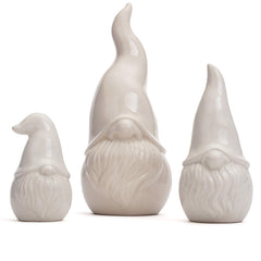 Milltown Merchants White Contemporary Gnomes - Set of 3 - Garden Gnome Home Decor - Indoor/Outdoor